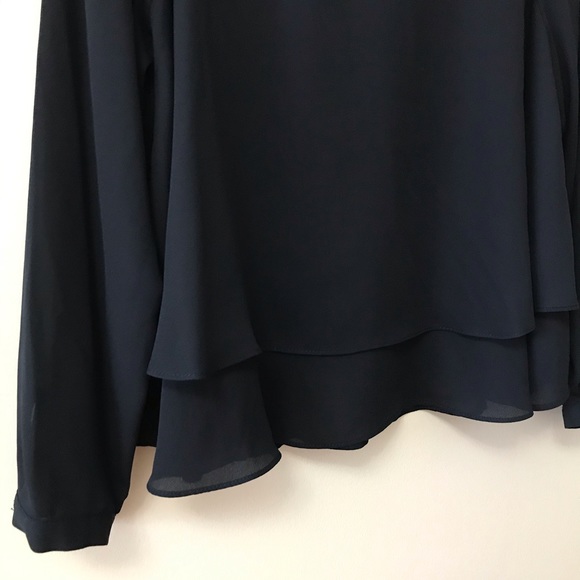 ZARA NAVY BLUE CHIFFON BLOUSE - Picture 3 of 10
